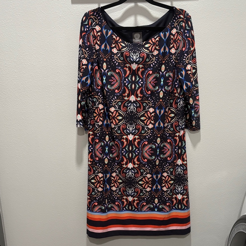 Vince Camuto Multicolor Patterned Long Sleeve Dress